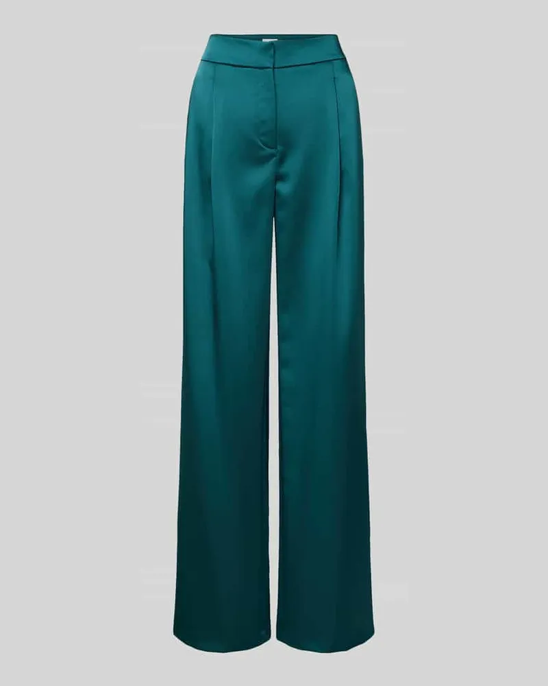 JAKE*S Regular Fit Bundfaltenhose aus Satin mit Paspeltasche am Gesäß Dunkelgruen