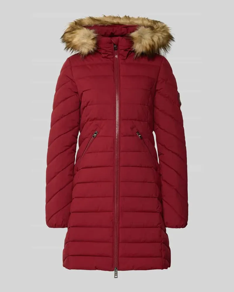 Superdry. Regular Fit Steppmantel mit Kunstfellbesatz Modell 'Fuji Dunkelrot