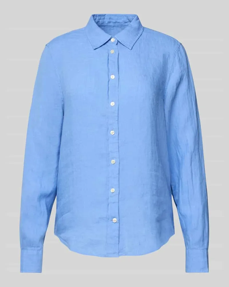 Gant Regular Fit Leinenhemdbluse mit Umlegekragen Royal