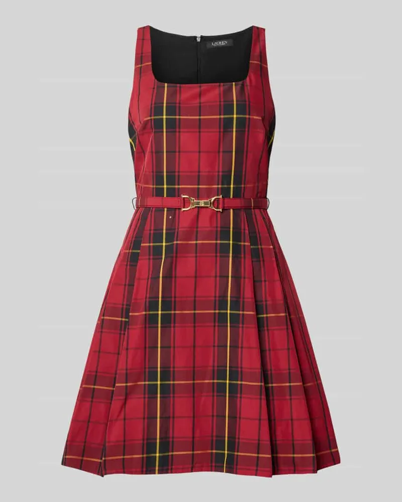 Ralph Lauren Cocktailkleid mit Karree-Ausschnitt und Gürtel Modell 'FRANTISE Rot