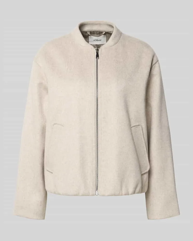 S.Oliver Comfort Fit Wolljacke mit Reißverschluss Beige