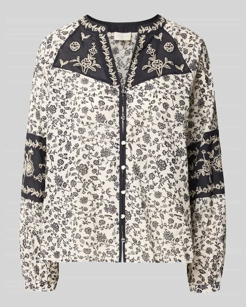 Milano Italy Regular Fit Bluse mit V-Ausschnitt und Stitchings Marine