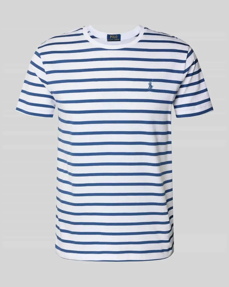 Ralph Lauren Custom Slim Fit T-Shirt mit Label-Stitching Weiss