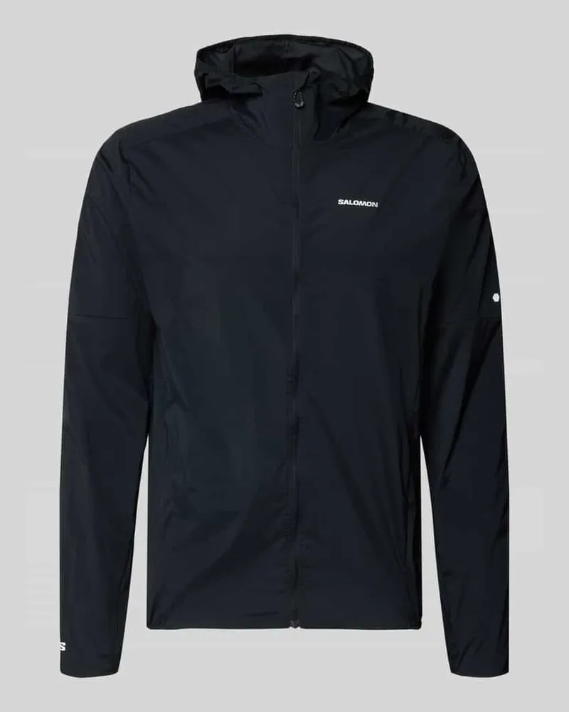 Salomon Windbreaker mit Kapuze und Logo Black