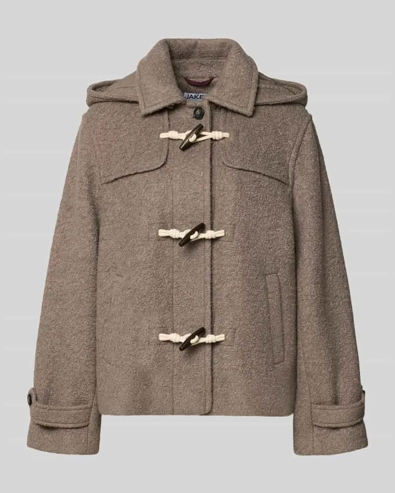 JAKE*S Relaxed Fit Dufflecoat aus Woll-Mix Mittelgrau