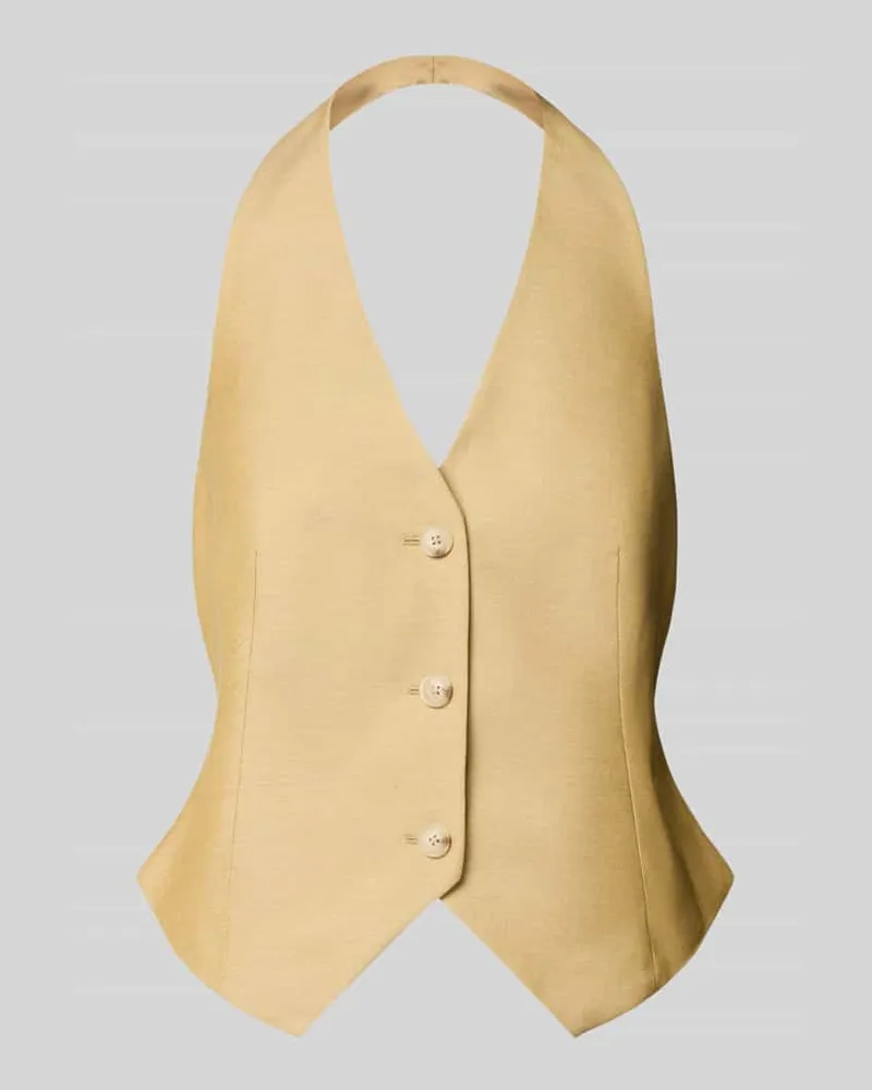 COMMA Weste mit Neckholder und V-Ausschnitt Beige