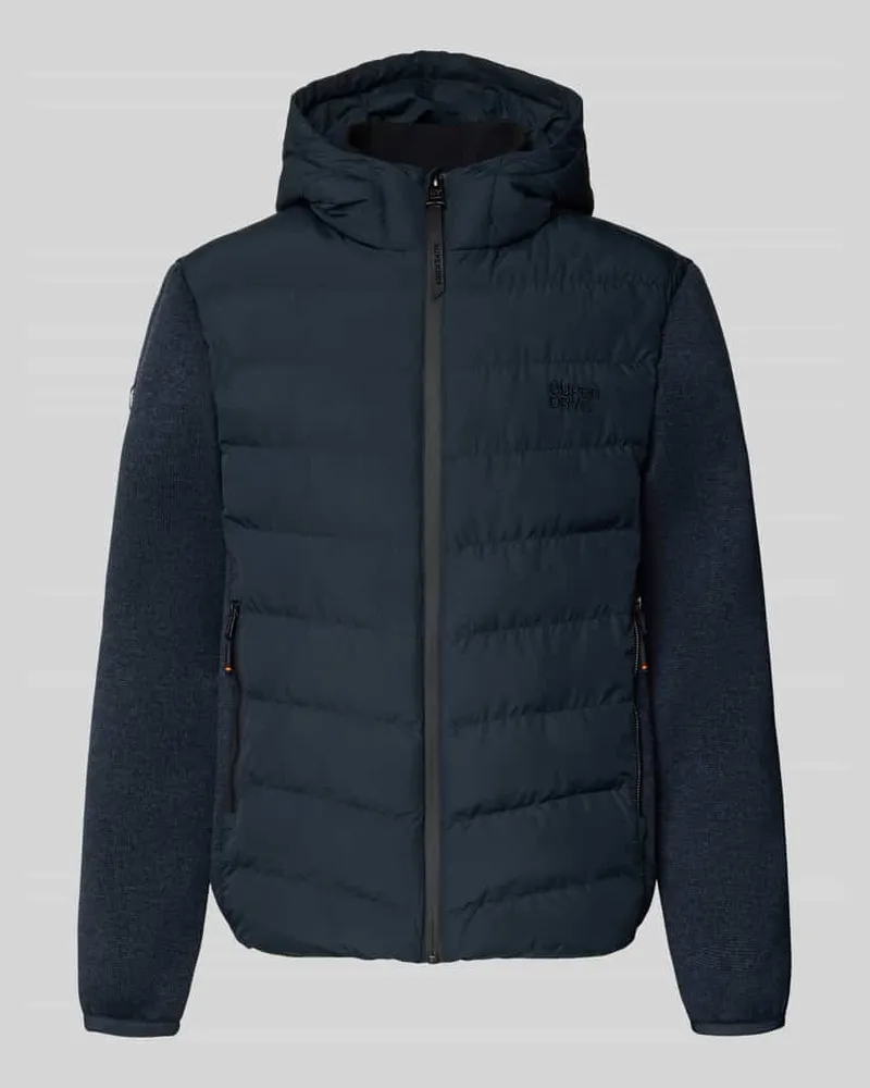 Superdry. Steppjacke mit Kapuze und Reißverschlusstaschen Dunkelblau