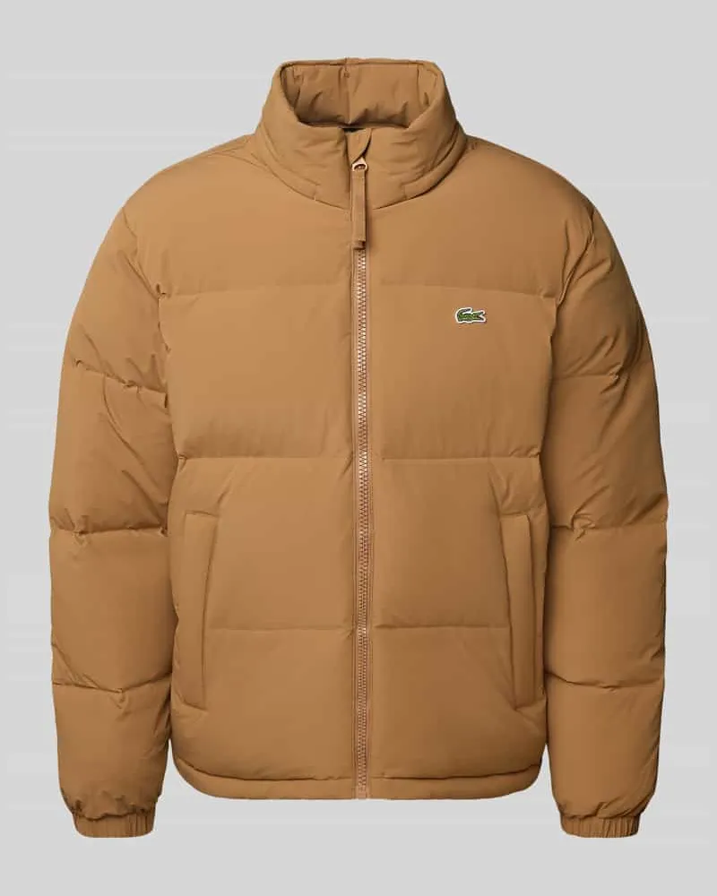 Lacoste Regular Fit Daunenjacke mit Stehkragen und integrierter Kapuze Camel