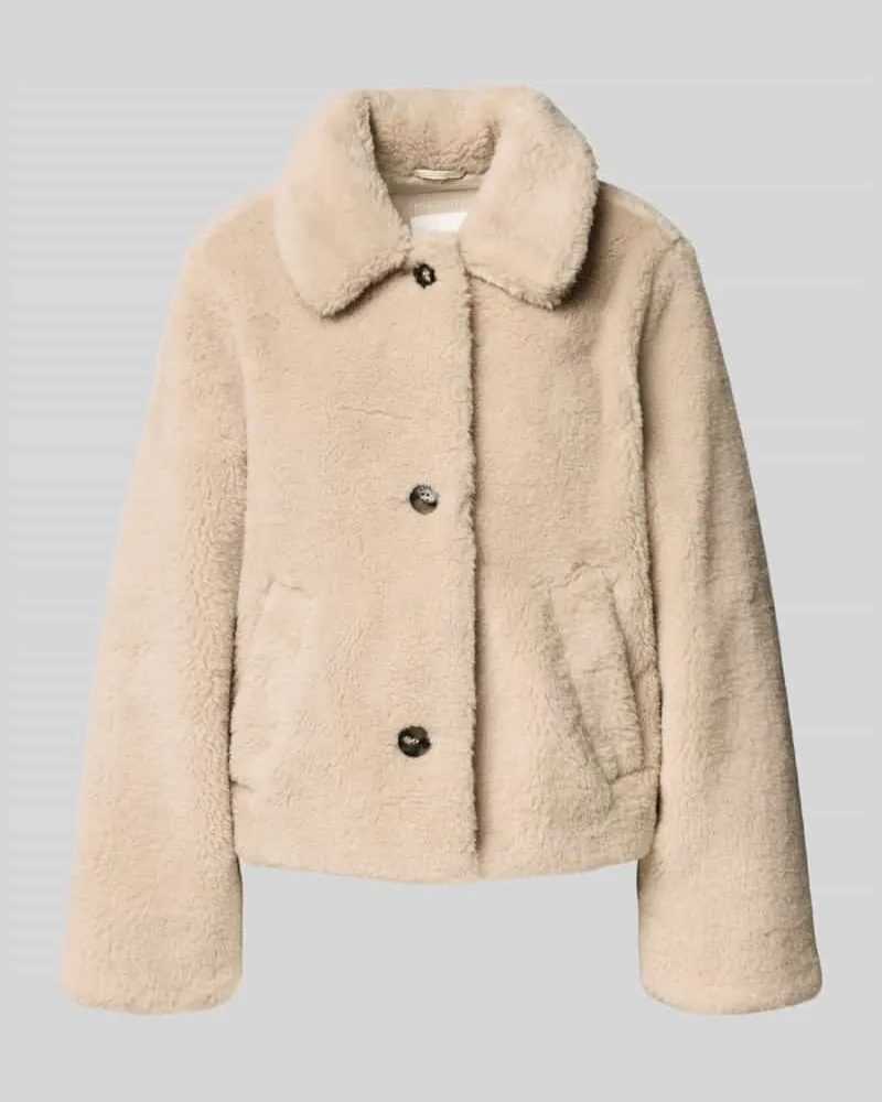 Mazine Regular Fit Jacke aus Kunstfell mit Umlegekragen Beige
