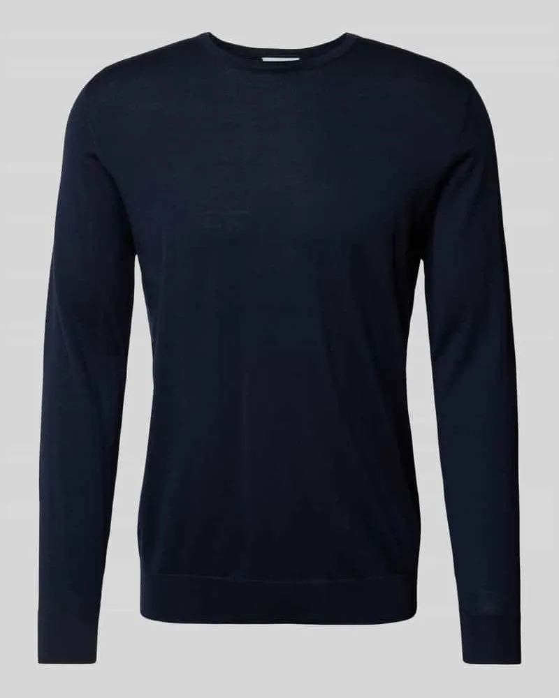Profuomo Wollpullover mit Rundhalsausschnitt Marine