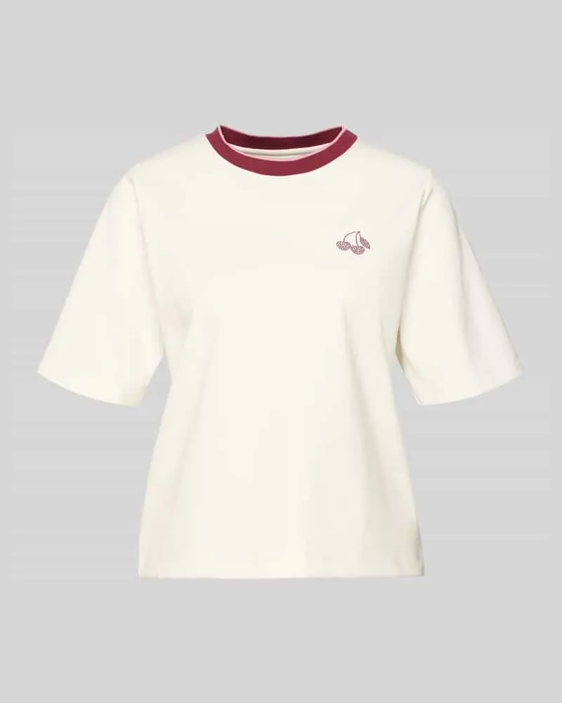 Marc Cain Regular Fit T-Shirt mit Strasssteinbesatz Offwhite