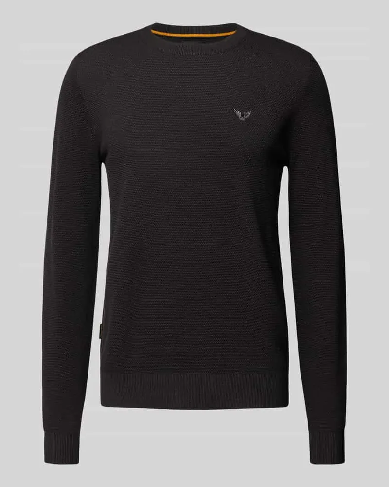 PME Legend Strickpullover mit Logo-Stitching Modell 'Ricecorn Black