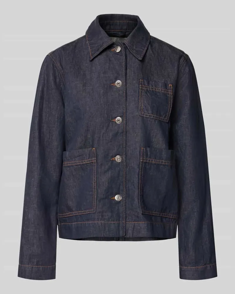 Marc O'Polo Regular Fit Jeansjacke aus Baumwoll-Leinen-Mix Jeansblau