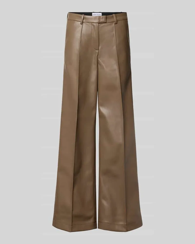 STAND Hose in Leder-Optik mit Längsnähten Modell 'Wessy Mittelbraun