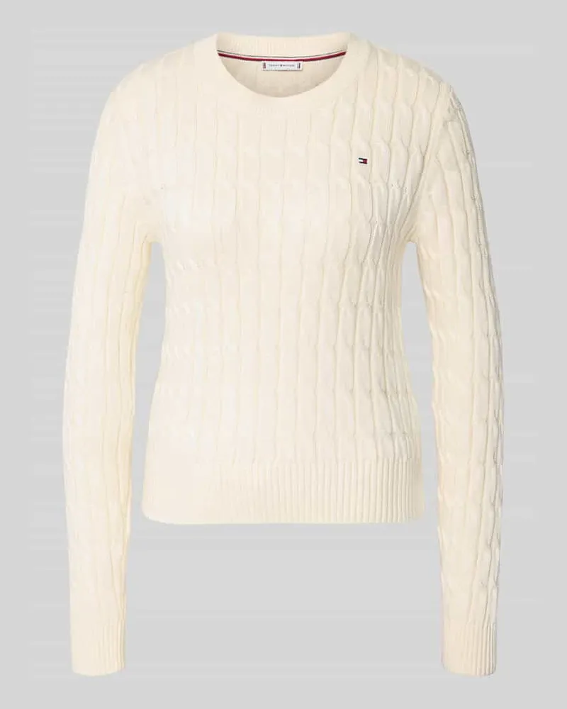 Tommy Hilfiger Slim Fit Strickpullover aus reiner Baumwolle Weiss