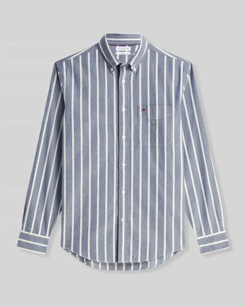 Tommy Hilfiger Regular Fit Freizeithemd aus reiner Baumwolle Marine