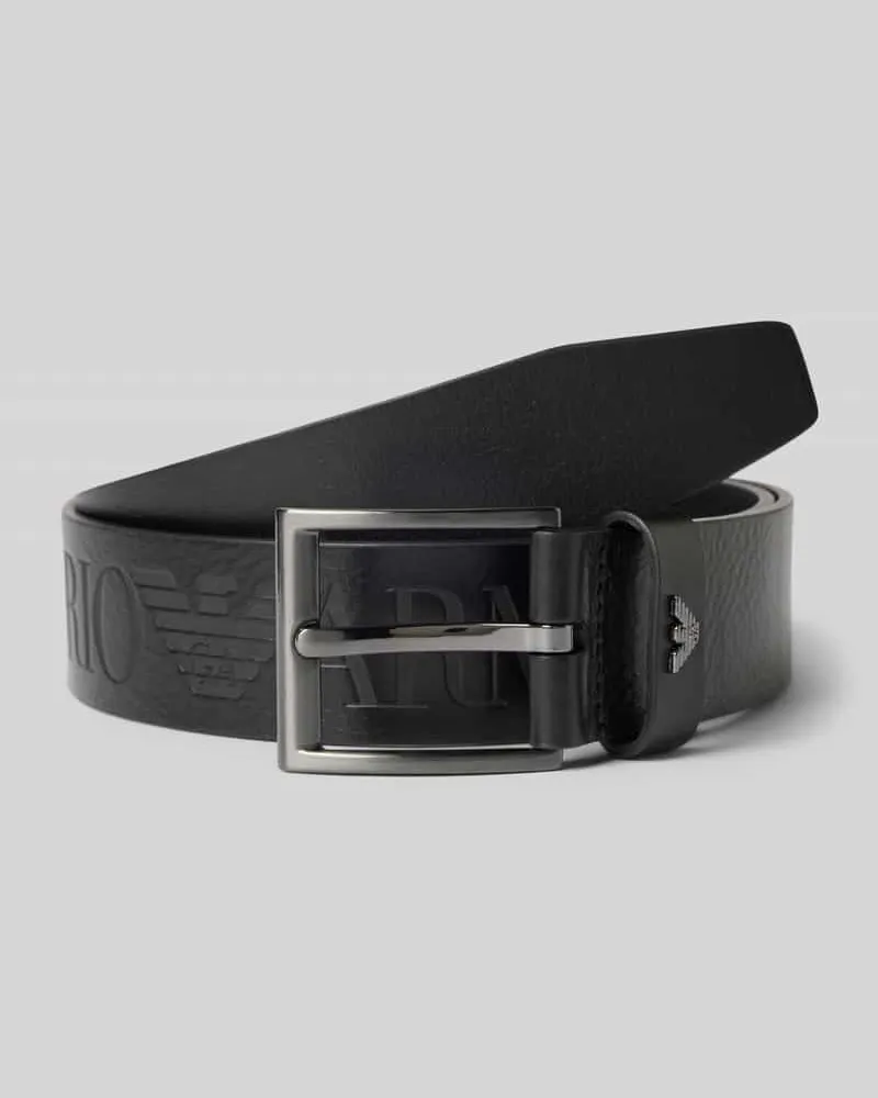 Emporio Armani Ledergürtel mit Label-Details und Dornschließe Black