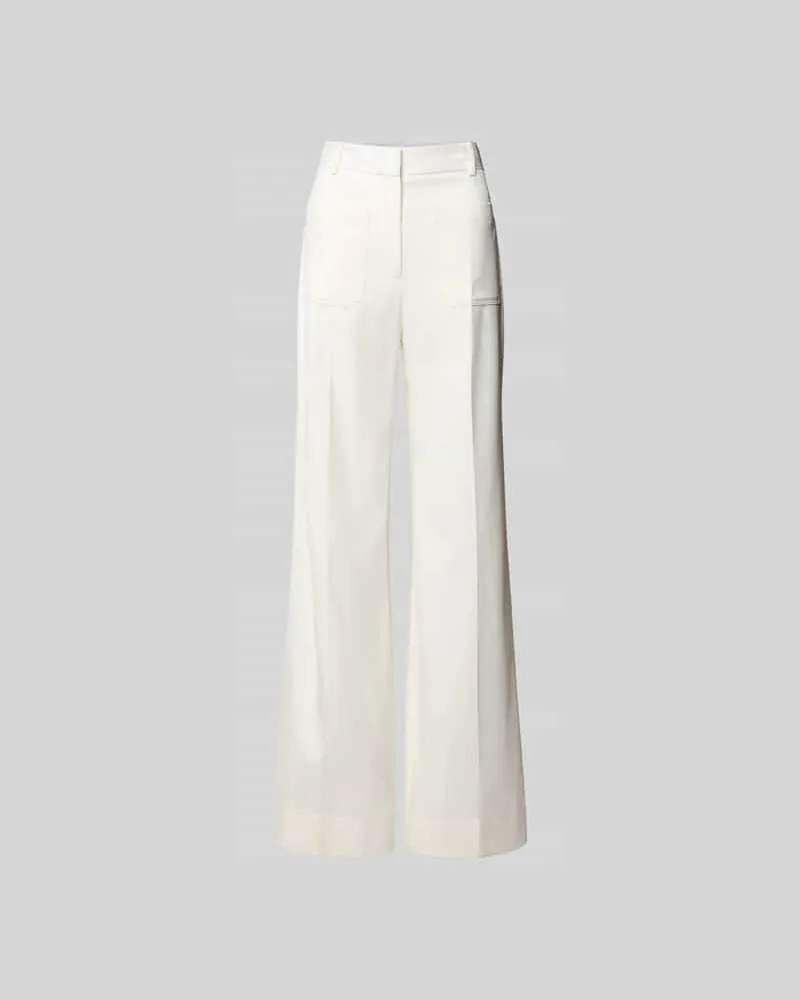 Victoria Beckham Flared Fit Stoffhose aus Woll-Mix Weiss