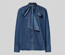 Jeansbluse mit Schluppe und Knopfleiste