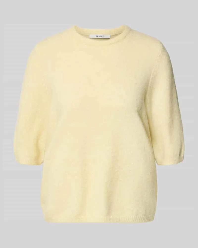 Gestuz Relaxed Fit T-Shirt aus Alpaka-Mix Modell 'Alpha Pastellgelb