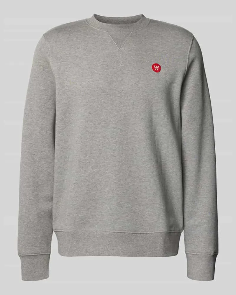Wood Wood Sweatshirt mit Label-Stitching Modell 'Tye Mittelgrau