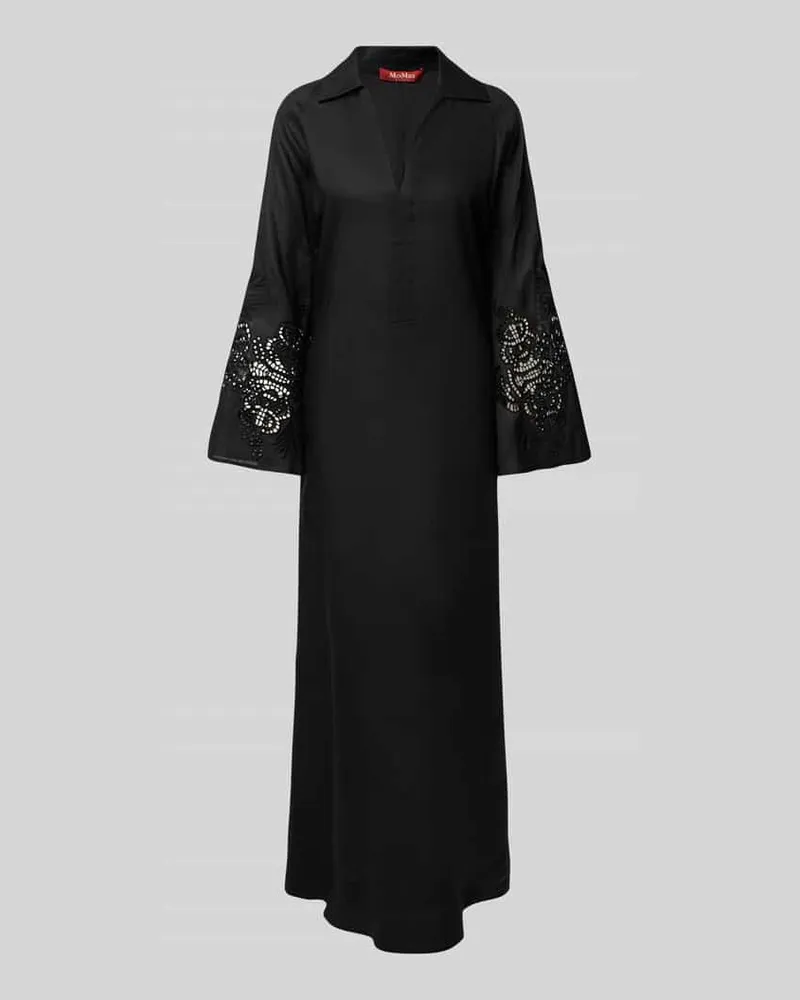 Max Mara Leinenkleid mit Lochstickerei Modell 'STRANO Black