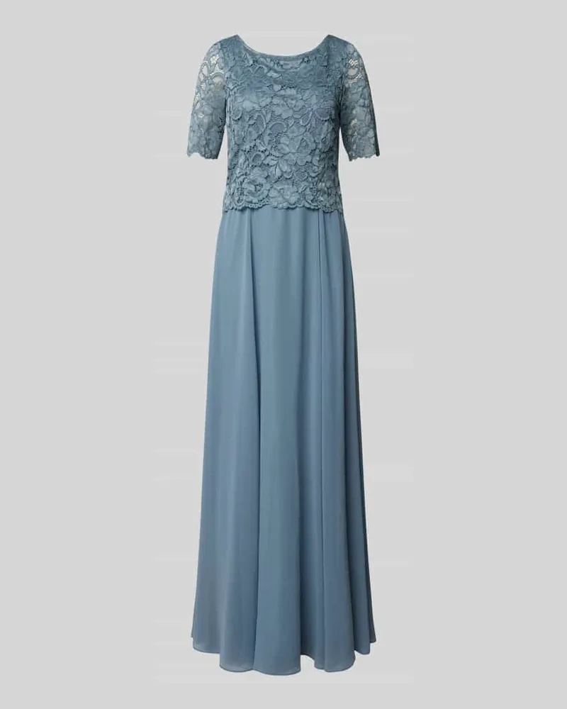 Vera Mont Abendkleid mit Spitzenbesatz Rauchblau
