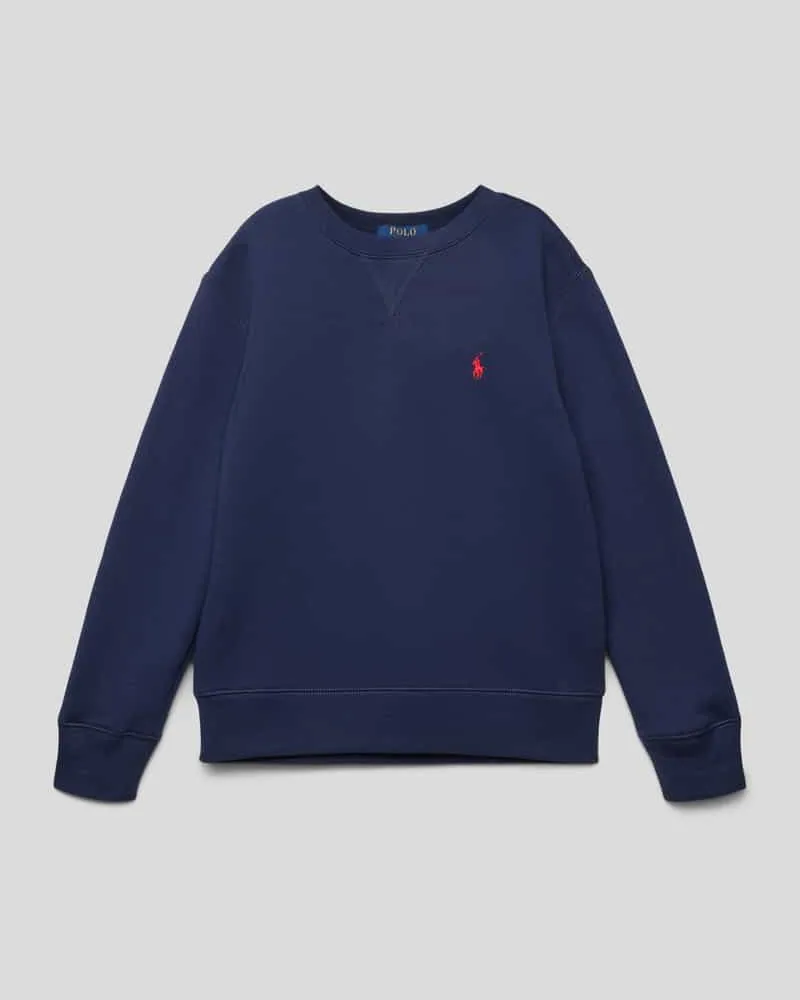 Ralph Lauren Sweatshirt in Melange-Optik mit Label-Stitching Marine