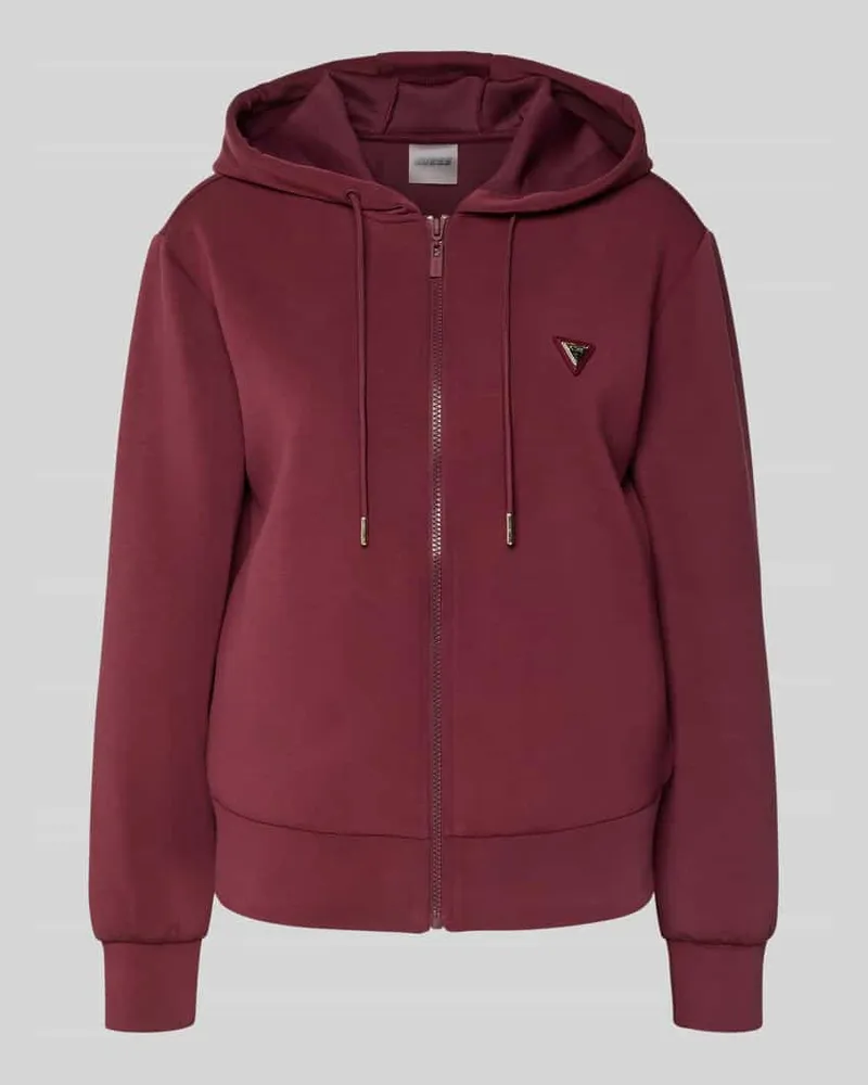 Guess Sweatjacke mit Label-Applikation Bordeaux