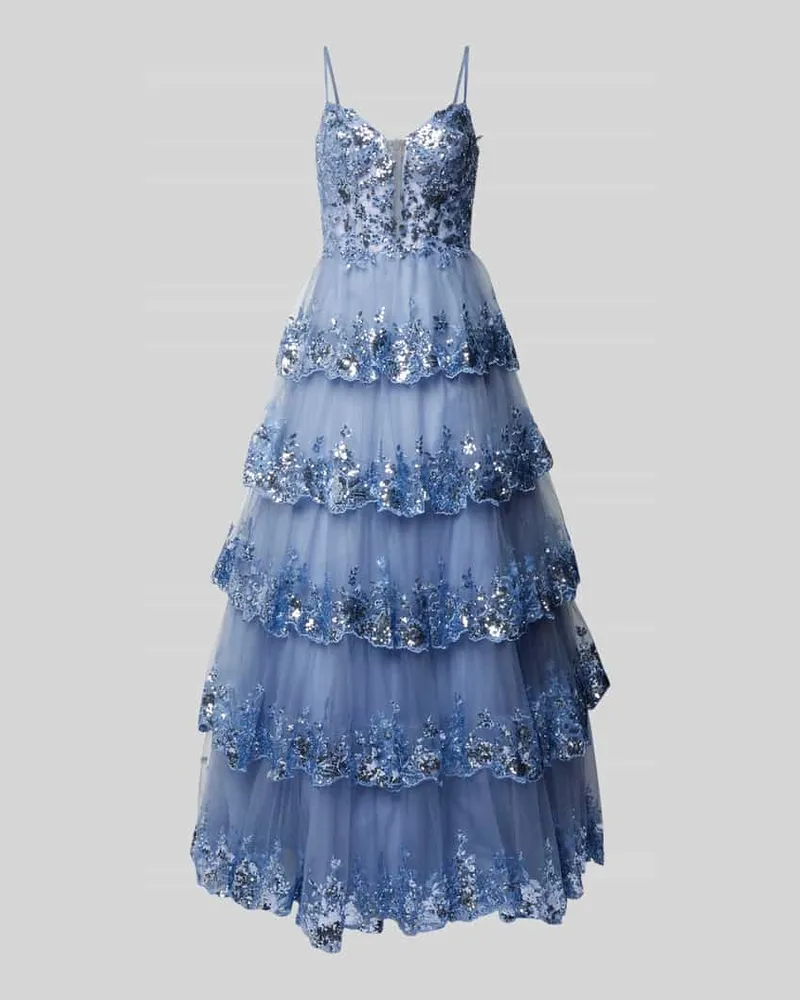 LUXUAR Abendkleid im Stufen-Look Rauchblau