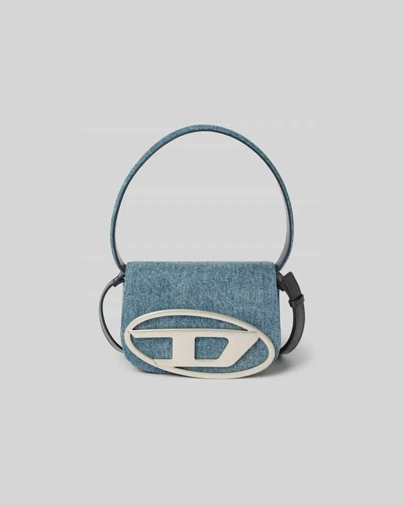Diesel Shoulder Bag mit Leder-Anteil Jeansblau