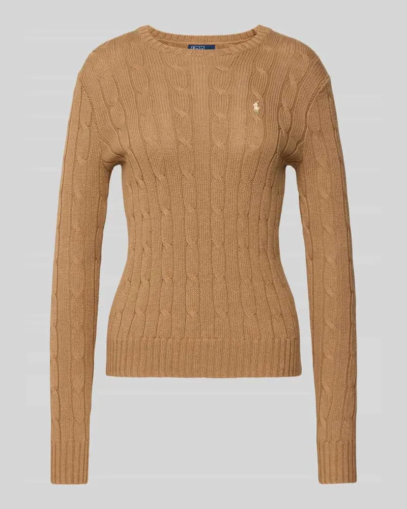 Ralph Lauren Strickpullover mit Zopfmuster Modell 'JULIANNA Camel