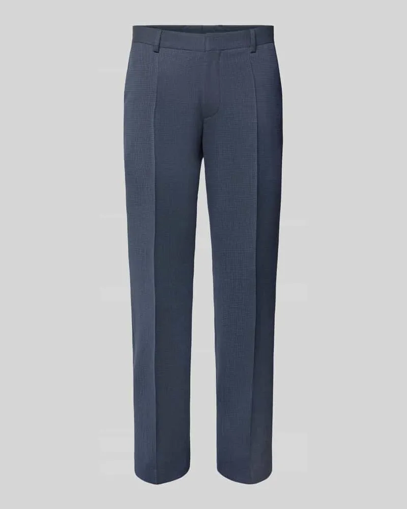 HUGO BOSS Regular Fit Anzughose mit Bügelfalten Modell 'Lenon Blau