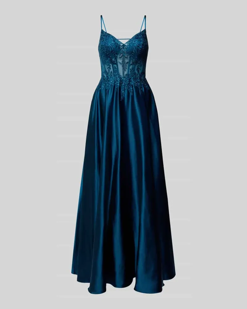 LUXUAR Abendkleid mit Ziersteinbesatz Blau