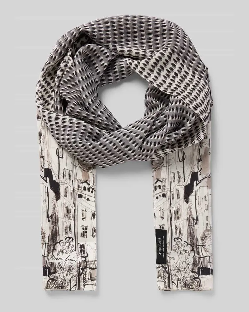 Marc Cain Seidenschal mit Label-Detail Taupe