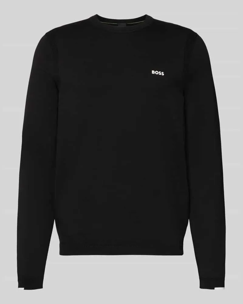 HUGO BOSS Regular Fit Strickpullover aus reiner Baumwolle Modell 'EVER-X Black