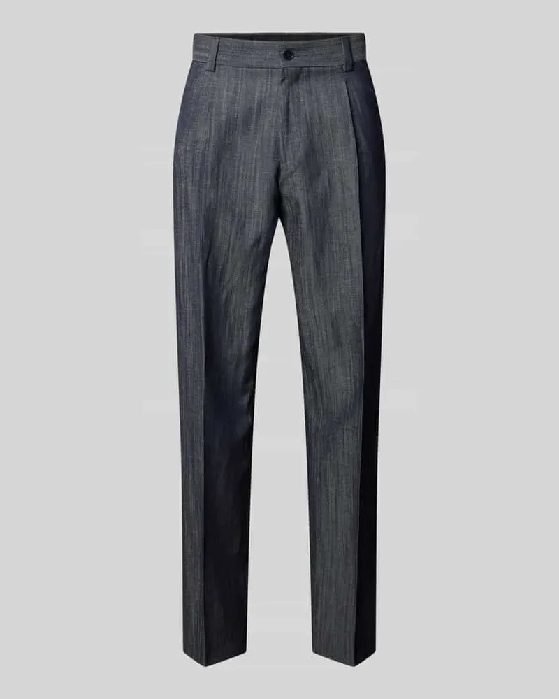 HUGO BOSS Modern Fit Anzughose aus Schurwoll-Leinen-Mix Modell 'FLIPS251X Jeansblau