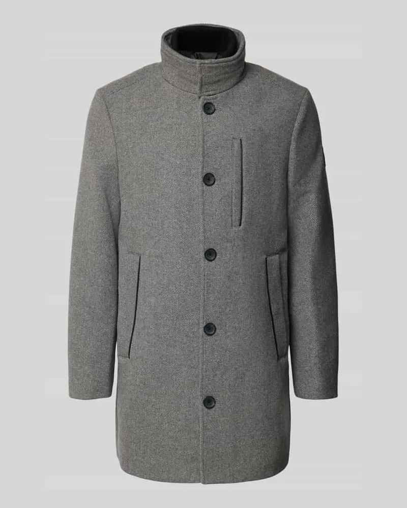 Tom Tailor Regular Fit Wollmantel mit Stehkragen Anthrazit