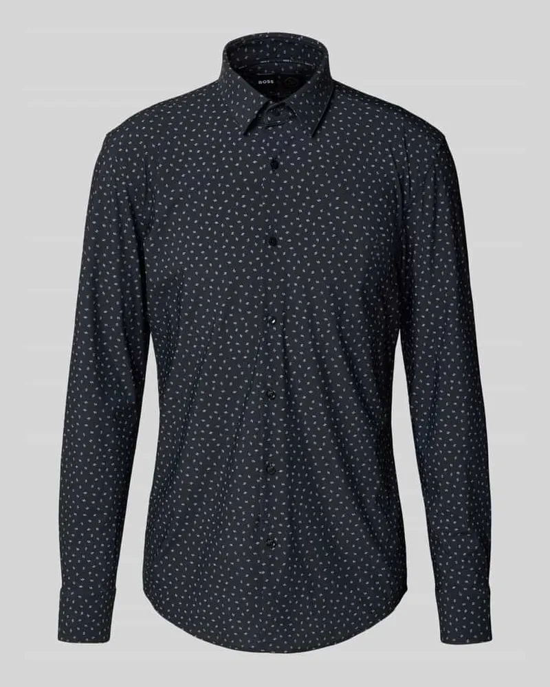 HUGO BOSS Slim Fit Businesshemd aus elastischem Performance-Material Modell 'HANK Black