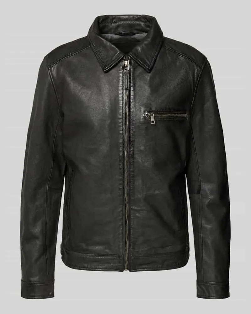 Mauritius Lederjacke mit Reißverschluss Modell 'Vintage Short Anthrazit