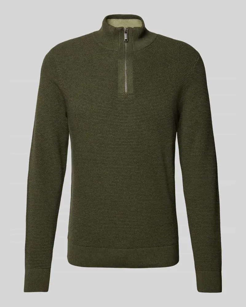 McNeal Strickpullover mit gerippten Abschlüssen Oliv