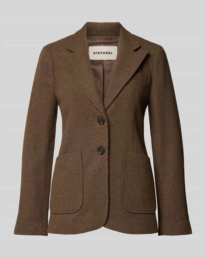 Stefanel Regular Fit Blazer aus reiner Viskose mit Reverskragen Hellbraun