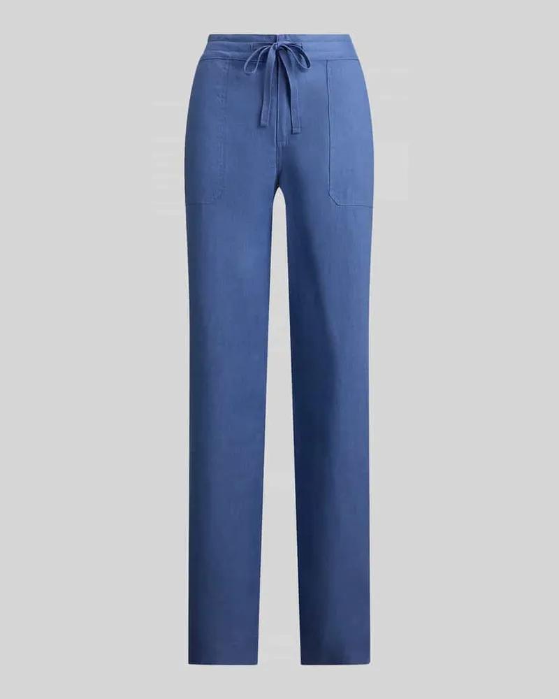 Ralph Lauren Regular Fit Weite Hose aus reinem Leinen Hellblau