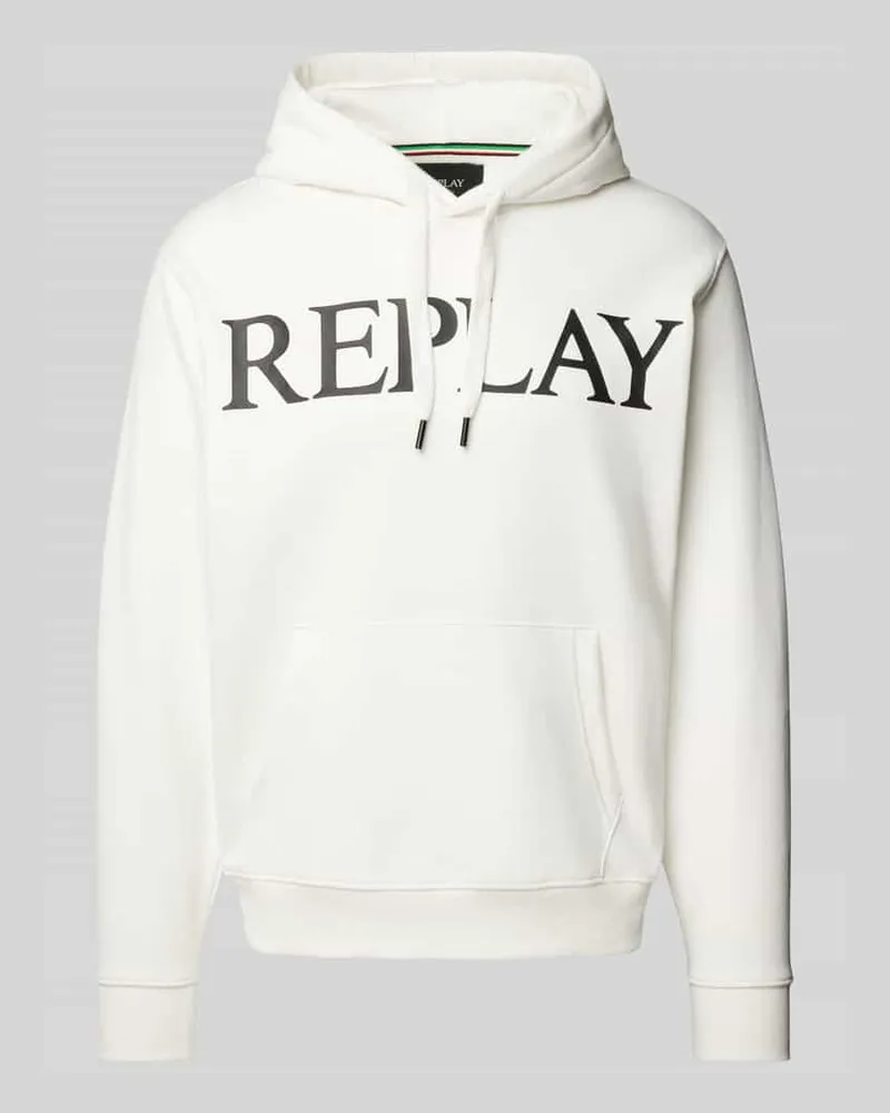 Replay Hoodie mit gerippten Abschlüssen Offwhite