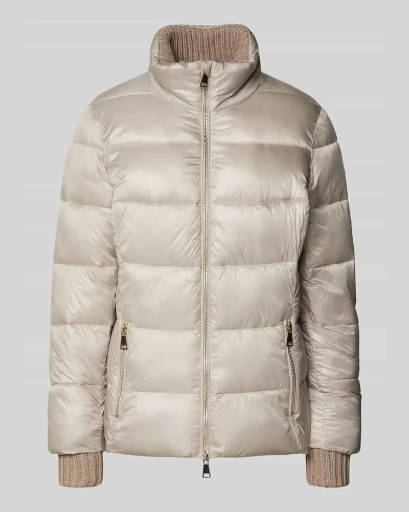 White Label Steppjacke mit Stehkragen Silber