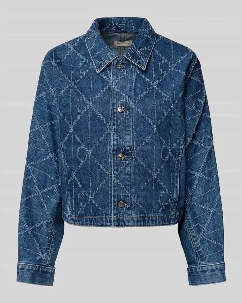 Calvin Klein Jeansjacke mit Umlegekragen und Knopfleiste Blau