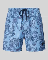 HUGO BOSS Badehose mit Label-Patch Modell 'Reel Jeansblau