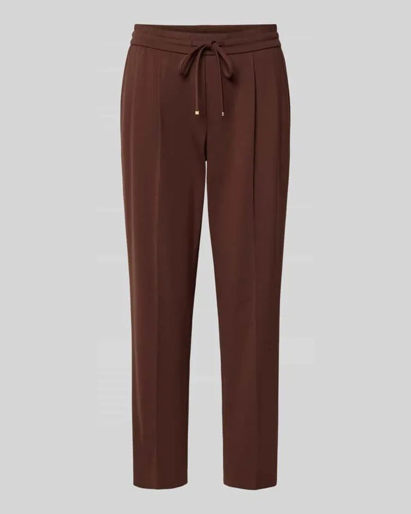 Luisa Cerano Straight Fit Hose aus Viskose-Mix mit Bundfalten Dunkelbraun
