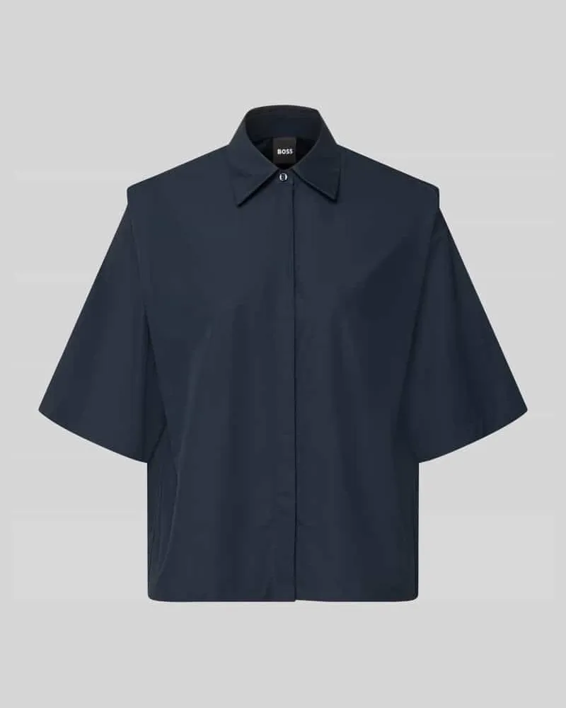 HUGO BOSS Oversized Hemdbluse aus reiner Baumwolle Modell 'BIMINA Marine