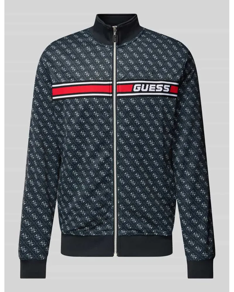 Guess Sweatjacke mit Label-Stitching Modell 'KORBIN Black